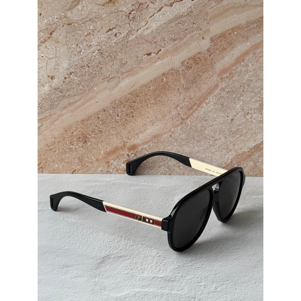 NEW Gucci GG0463S Black Polarized Aviator Sunglasses $530 - Picture 4 of 9